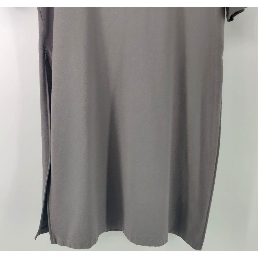 Eileen Fisher Gray Side Zip Tunic Dress Short Sleeve Size M - Picture 3 of 9